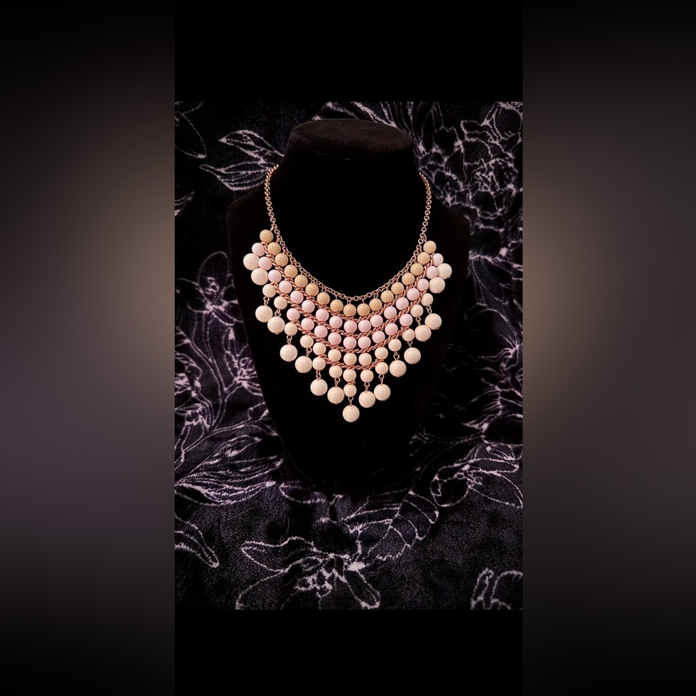 Elegant Boho Chic Draped three soft color toned Bib Necklace MSRP $129.